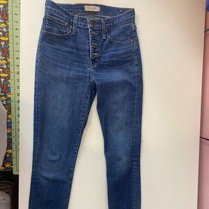 Madewell Jeans Women's 9" High-Rise Skinny Button Fly Blue Denim Size 26 Taper